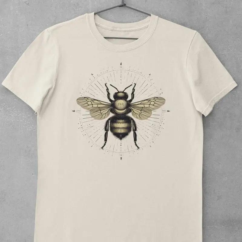 Cute Bee Lover T Shirt Line Art Goblincore Volkskunst Cottagecore Gothic Honeybee Folklore for Her