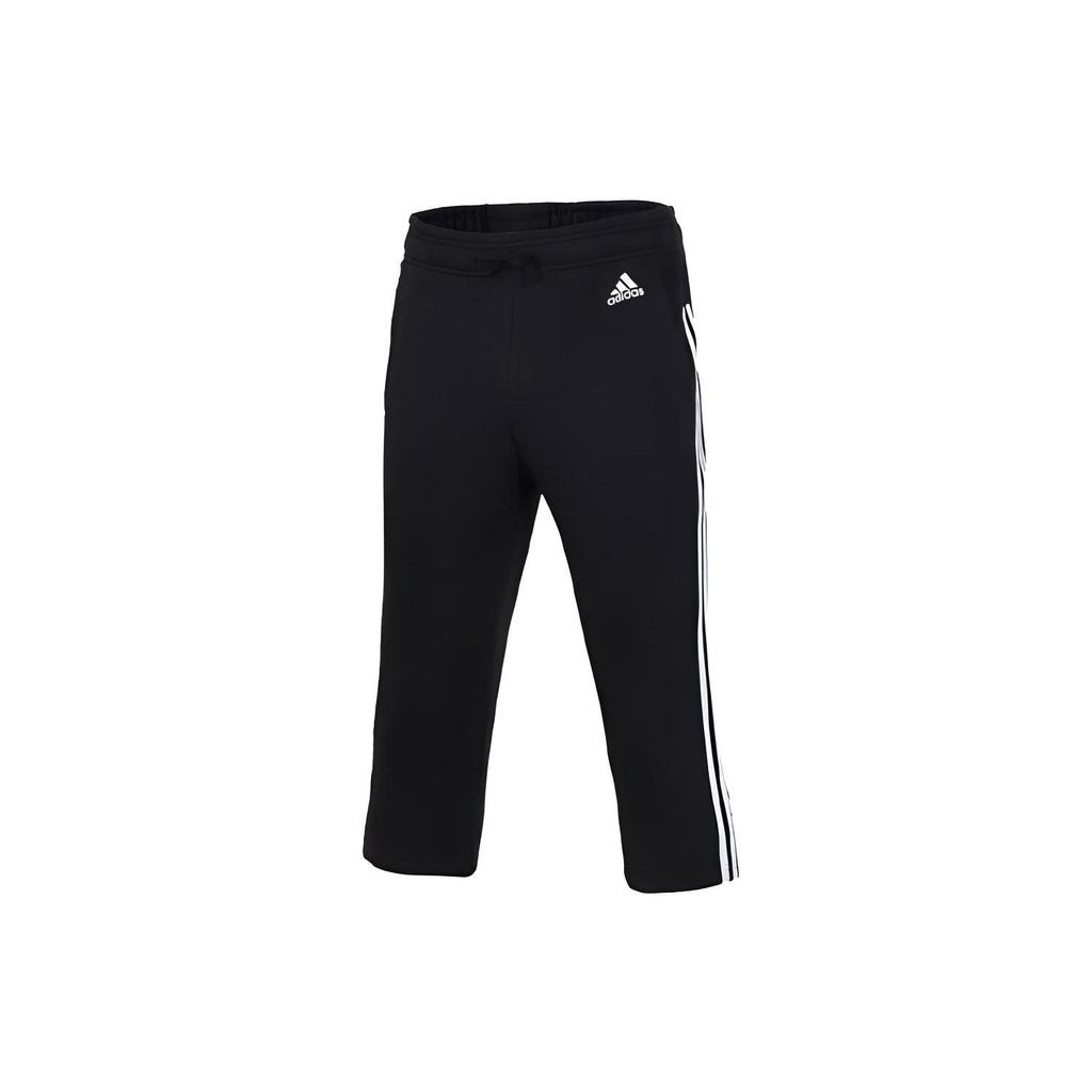 adidas Укороченные беговые брюки из флиса с тремя полосками в стиле ретро, женские черные брюки S97105