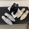Универсальные плетеные дышащие римские однотонные туфли на плоской подошве с квадратным носом ретро нишевая сумка-головка полутапочки женские