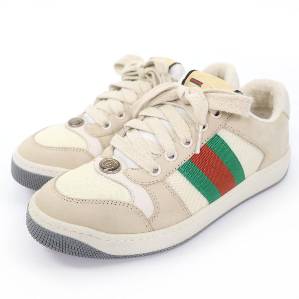 Great GUCCI Low cut sneakers Web stripe GG Marmont vintage logo beige Women 35.5 Used