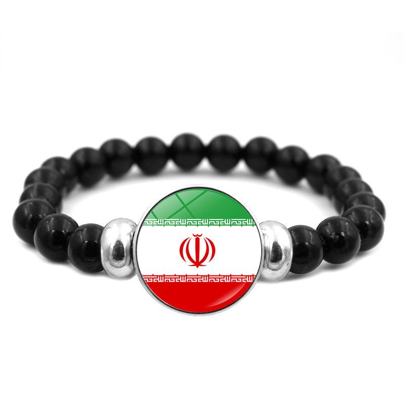287 Countries National Flag Snap Button Elastic Band Beads Country Flag Independence Day Bead Jewelry Beaded Bracelet