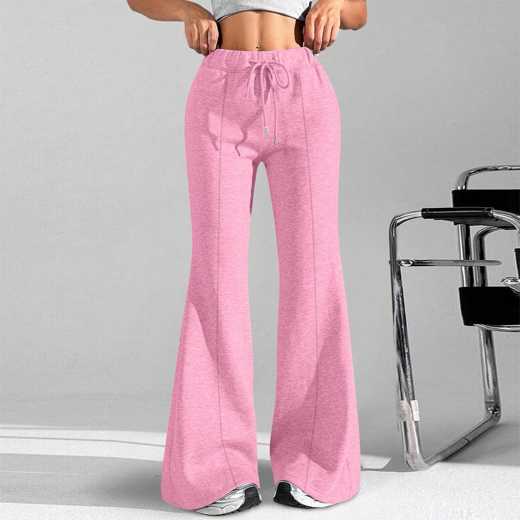 Женские модные свободные брюки-карго с завязками на талии, однотонные, расклешенные