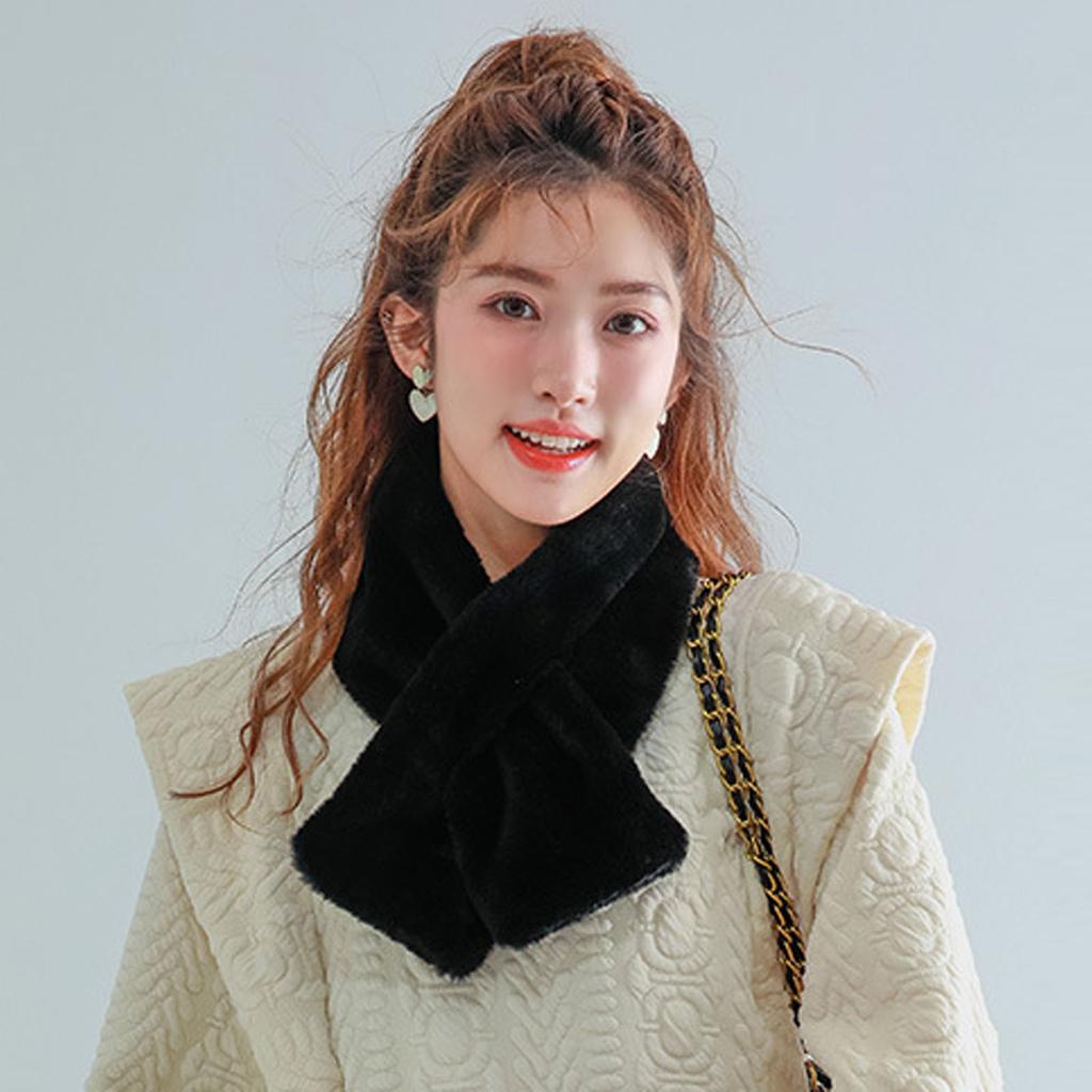 Женский плюшевый шарф, сладкий и мягкий осенне-зимний однотонный теплый шарф
