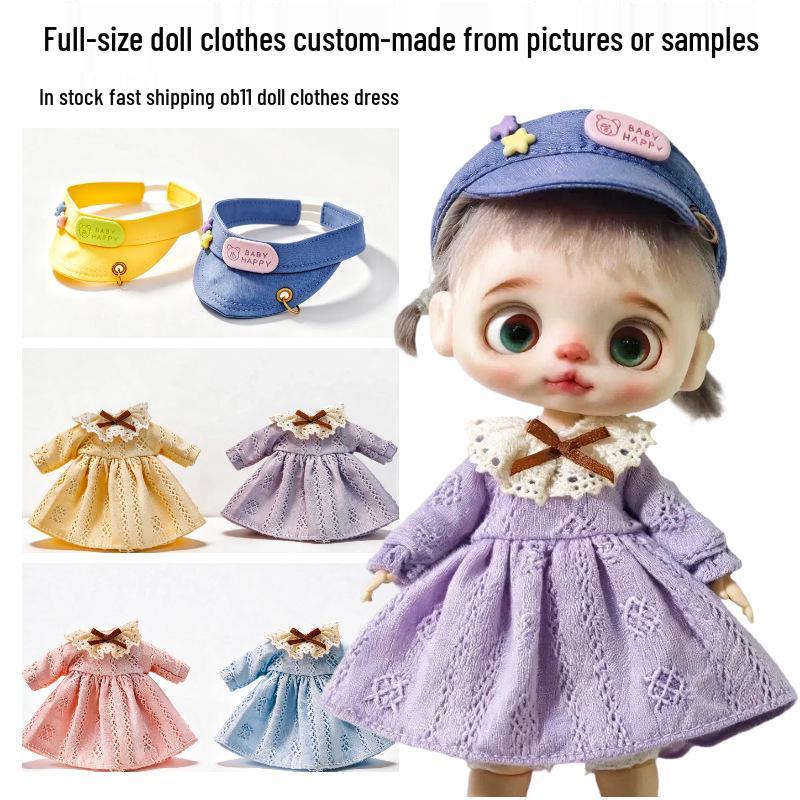 Одежда для кукол OB11: Изысканное вышитое платье для 1:BJD 12-го масштаба - Подходит для тел GSC A-si, YMY, Small Bell, UF.