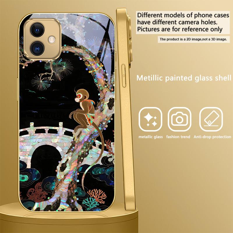 Фантастическая Радужная Сосна Для Samsung A 01 52S A04 A05S A10 A12 A13 22 23 24 36 42 M02 Note 10 20Ultra 8 9 Золотой стеклянный чехол для телефона