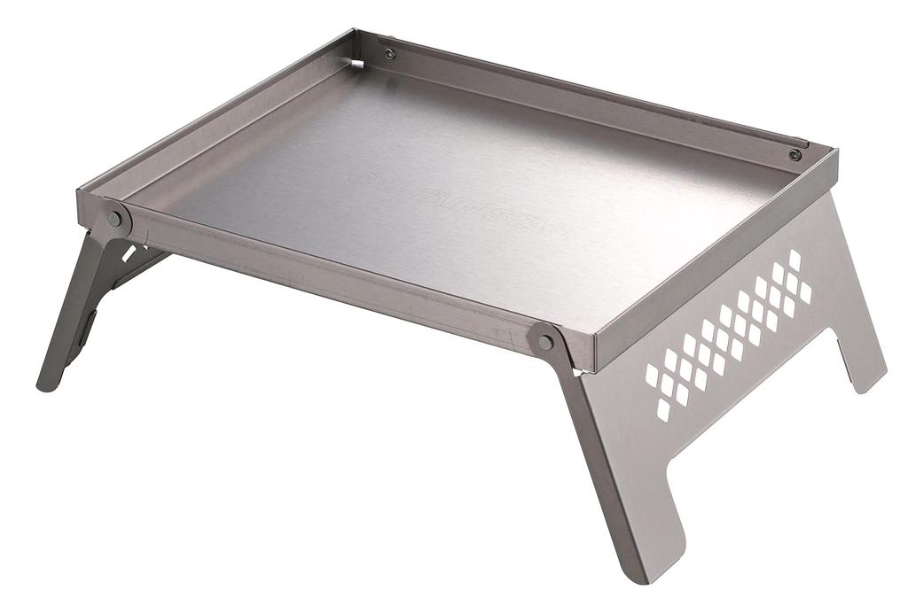 Captain Stag UG-3302 Stainless Steel Fire Pit Stand/Mini Table for Kamadodai B5 Model, Silver