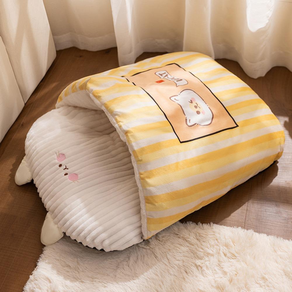 Semi-enclosed Tunnel Cat Nest Cartoon Dog Kennel Cute Cat Mattresses  Winter