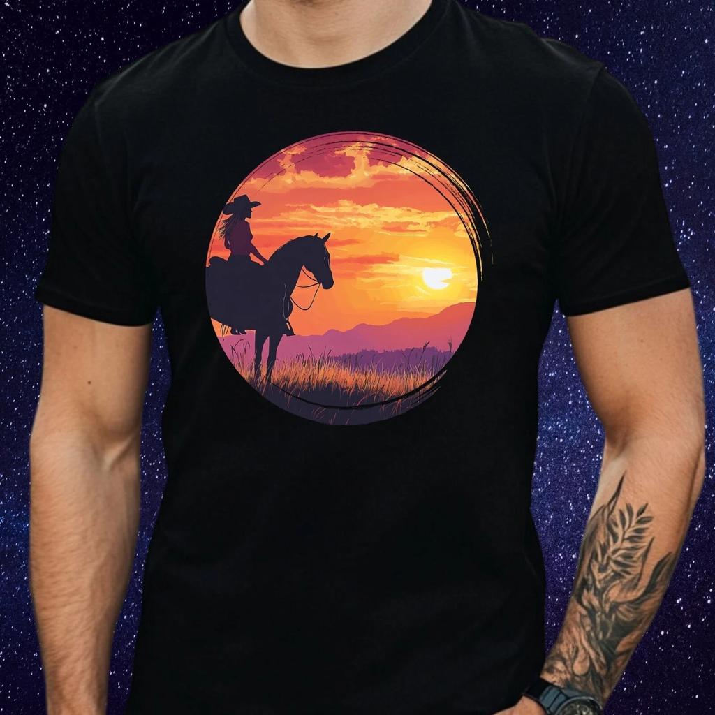 T-Shirt Herren Cowgirl Motiv Baumwolle Größe S bis 5XL