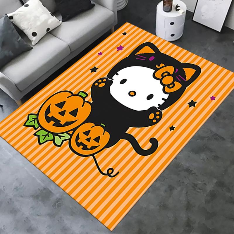 Office Rug Halloween, Hello Kitty Anti-Slip Rug, Machine Washable for Living Room, Bedroom, Office, Multiple Sizes, Bedroom Mat, Decorative Mat, Durab