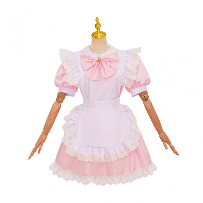 Cute Maid Outfit Pink Lolita Cosplay Costume Anime Role Play Dress Girls