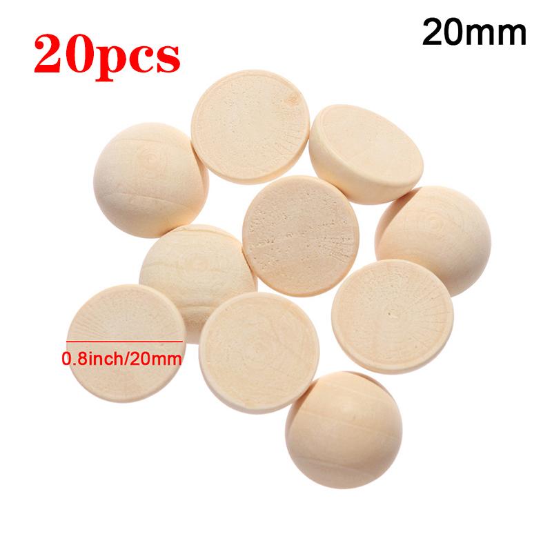 12/15/20/25/30/35/40mm for DIY Paint Woodworking Half Wooden Beads Unfinished Wood Balls Beads