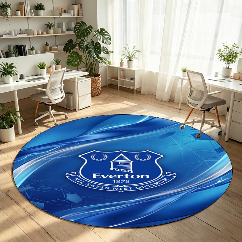 Everton Football Printed Round Crystal Velvet Rug Soft Non Slip Floor Carpet For Bedroom Holiday Gift
