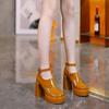 Fashion Autumn Women's High Heels Lolita Mary Jane Thick Sole Party High Heels Women's Sandals Leather Pumps Women's Shoes 2024