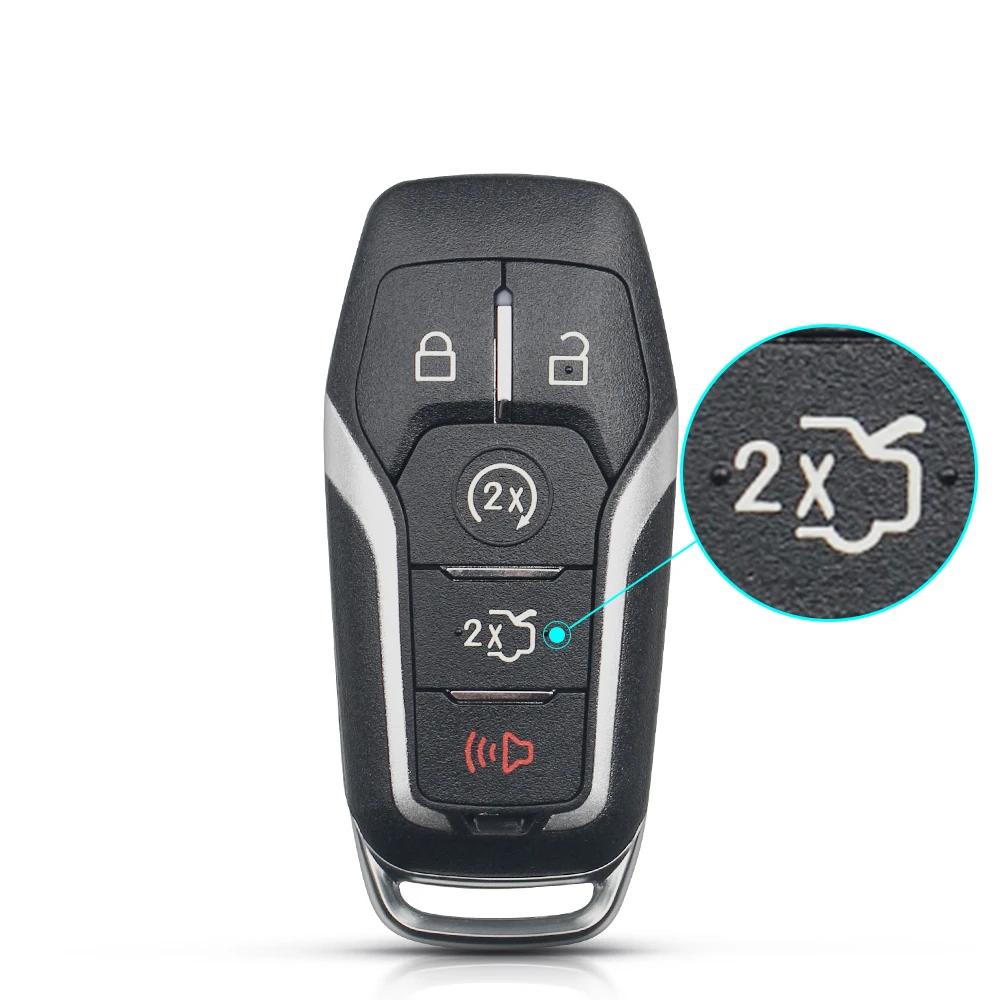 KEYYOU For 2015 2016 2017 Ford F-150 Explorer Edge Mustang Fusion Fob 3/4/5 Buttons Remote Smart Car Key Shell Case