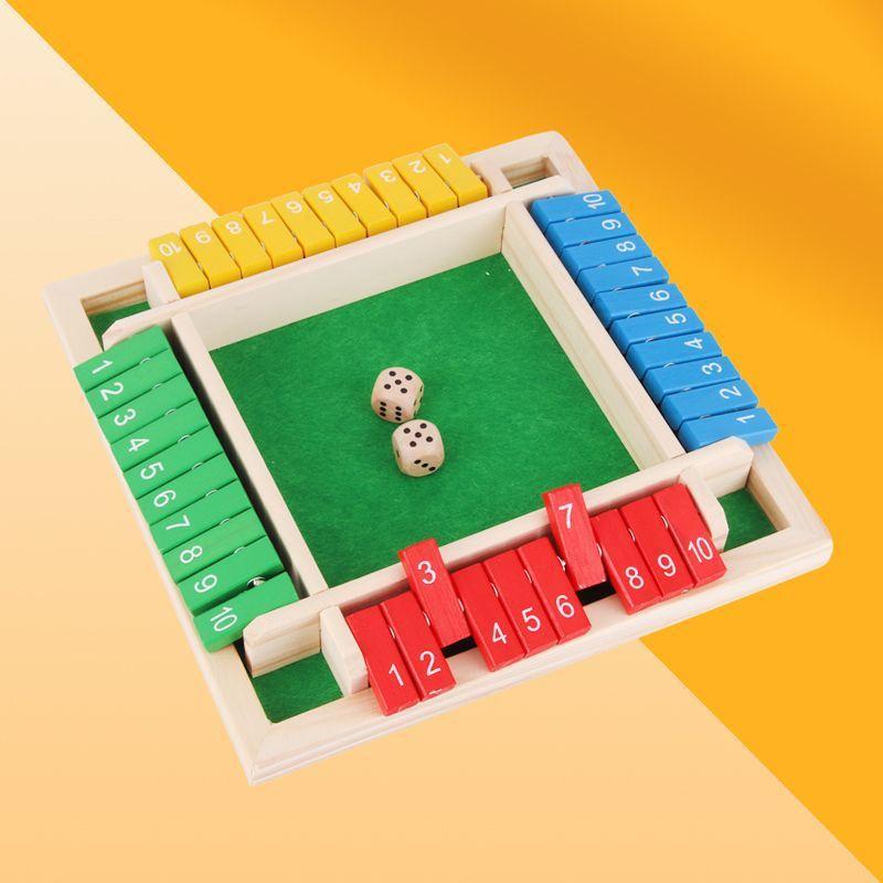 Четырехсторонний набор настольной игры Shut The Box с 10 цифрами, кубики, для вечеринки, клуба, питьевые игры для 4 игроков, числовая игра для вечеринки, настольные игры
