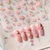 3D наклейки для дизайна ногтей "Розовое цветение сакуры": Милый, Рельефный Дизайн Масляной Живописи