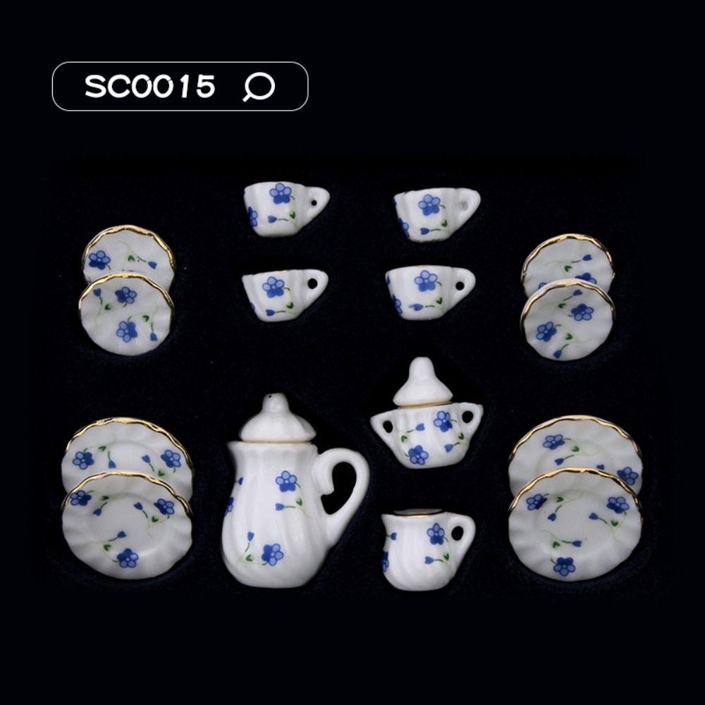 Tableware Dollhouse Miniature Tea Set Miniature Porcelain Tea Cup Set Doll House Accessories