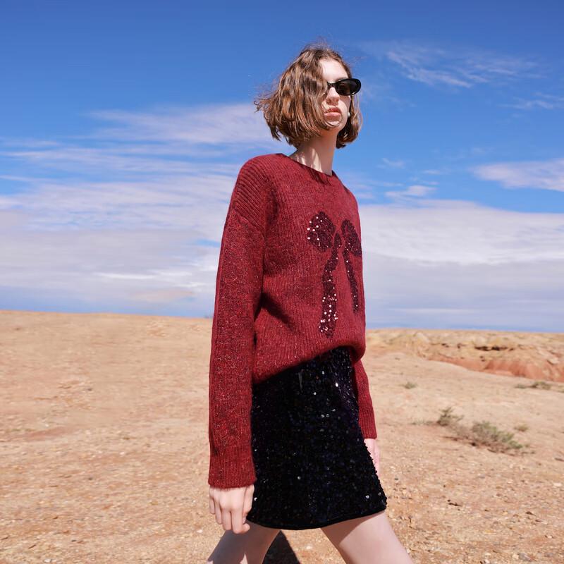 Sancai 2026 Winter Velvet Sequin A-Line Mini Skirt