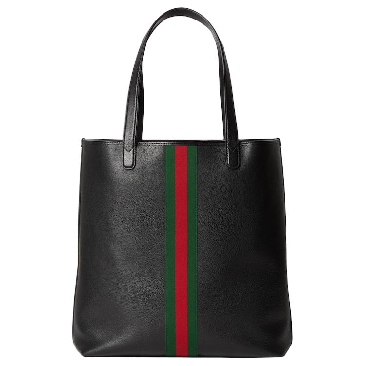 Gucci Ophidia Web Detail Double G Logo Soft Leather Tote Bag Men Tote Bags Black 834463-AAE1A-1042