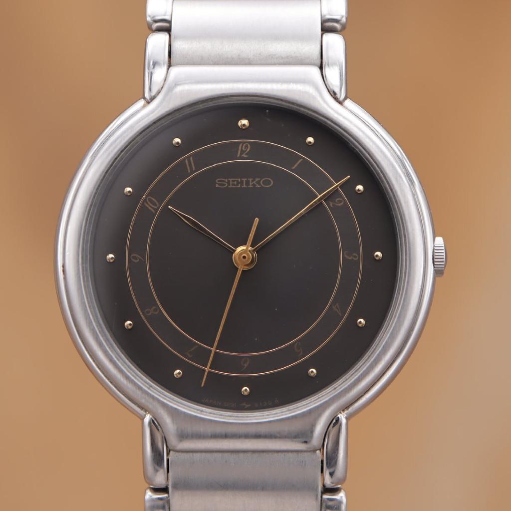 SEIKO Винтаж Винтаж Унисекс Кварц 30мм Модель 1987 Батарея Легко Очищена CH554 5P31-6120 Заменена, [6-месячная гарантия]