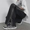 Men's Summer High Street Zipper Pants: Trendy European & American Hip-Hop Style, Loose, Casual, Straight Drape.