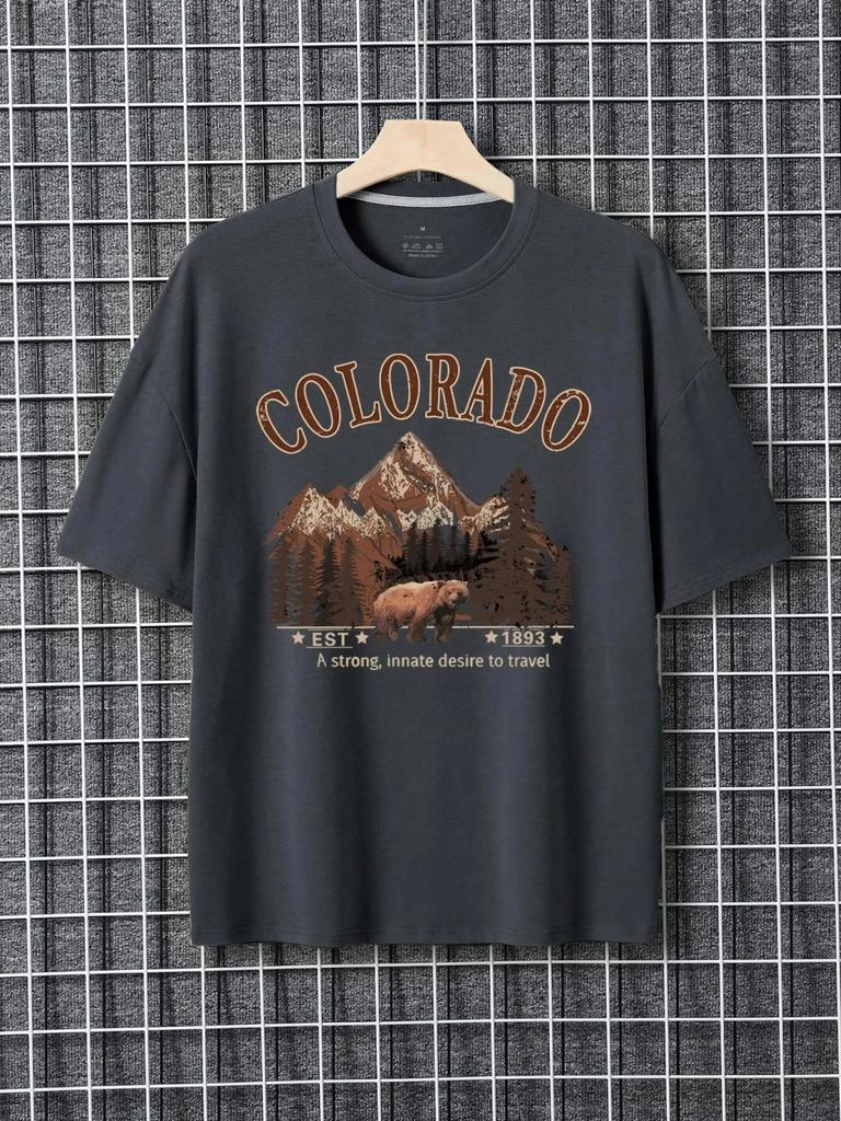 Колорадо Сильное врожденное желание путешествовать Мужская футболка большого размера Дышащая свободная футболка с коротким рукавом Одежда Хлопковые топы