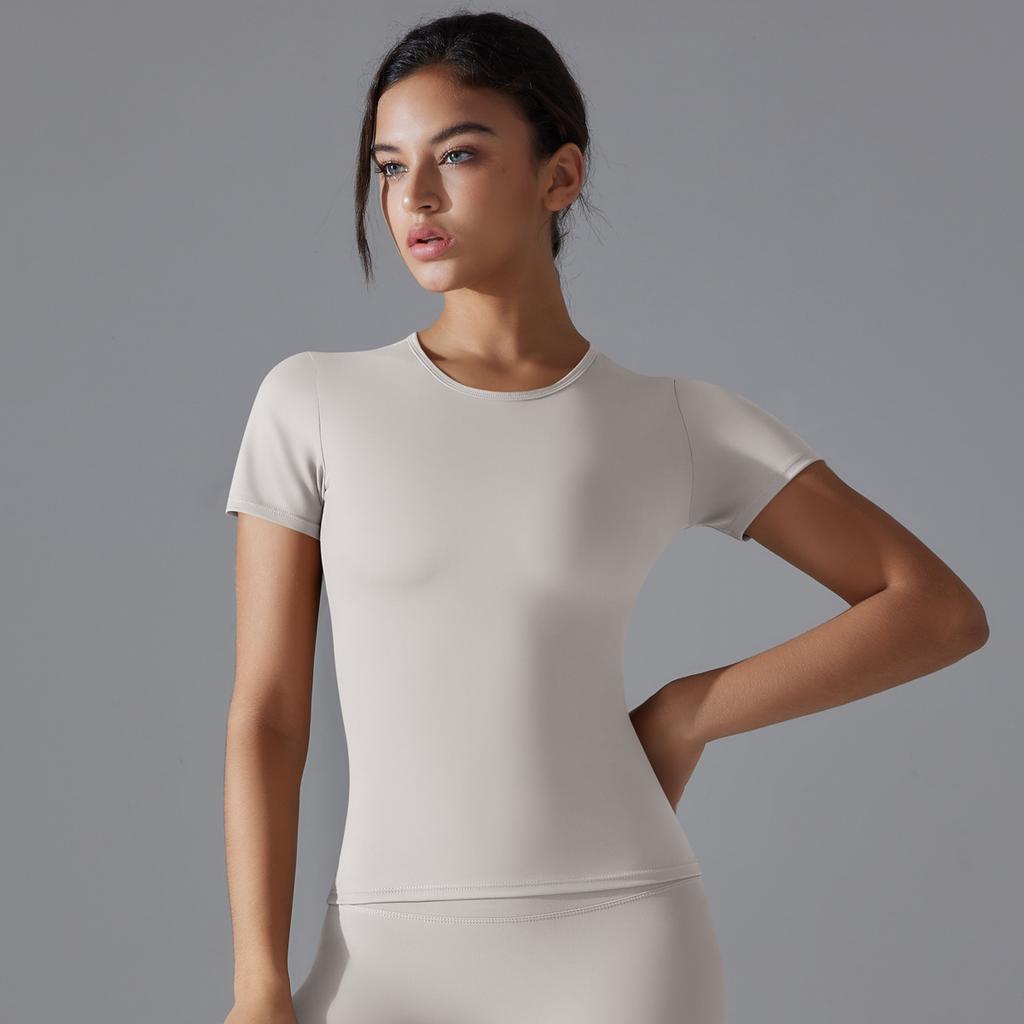 Двусторонняя начесаная высокоэластичная обтягивающая дышащая одежда для йоги с коротким рукавом спортивная одежда для бега фитнеса йога футболка