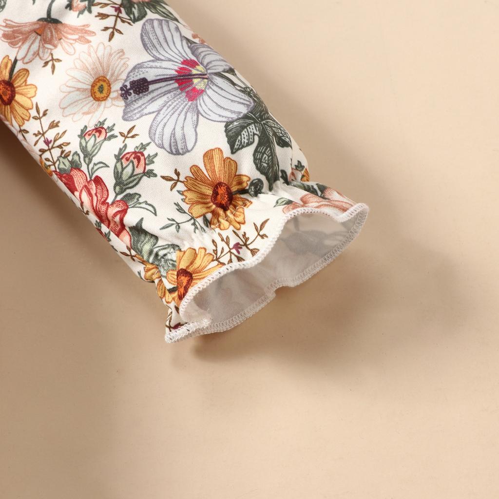 Детский цельный кружевной комбинезон цвета хаки с высокой талией и длинными рукавами для девочек