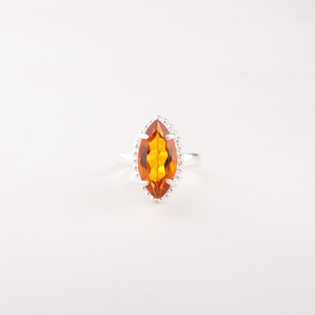 Citrine Gemstone 925 Sterling Silver Jewelry Handmade Trendy Ring Gift For Mom RR-64-10