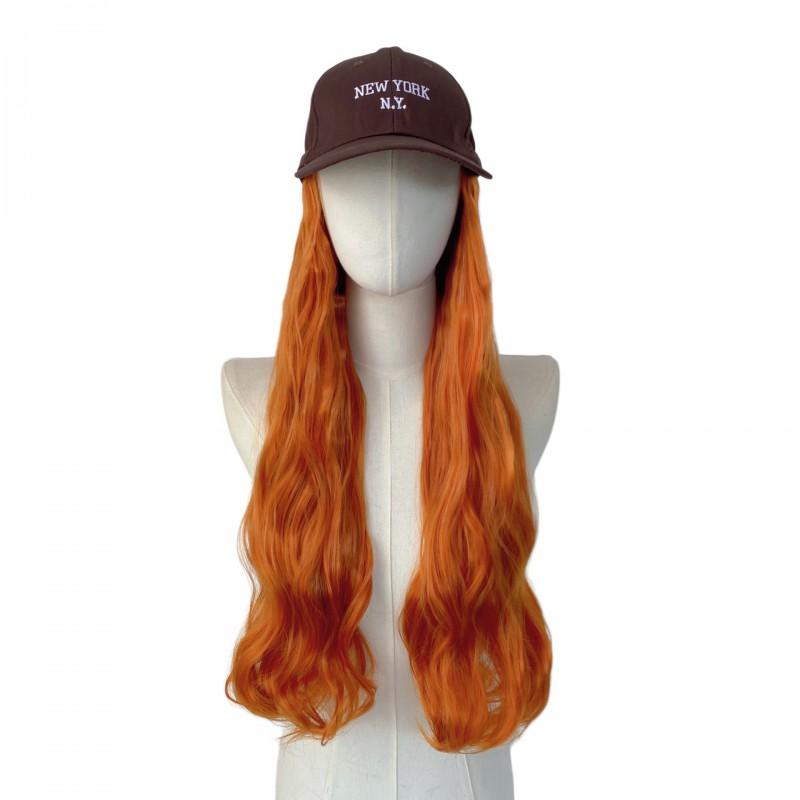 Korean Style Wavy Long Curly Wig Cap Synthetic Hair No Bangs Any Face Shape