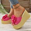 Aphixta Pearl Design Women Wedge Heels Slippers BabyPink Flower Sweet Mulers 4cm Platform Sandals Clog Shoe Slides Plus Size 43