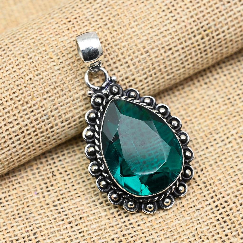 Замечательный кулон из драгоценного камня индиколита ручной работы из стерлингового серебра 925 пробы ко Дню памяти