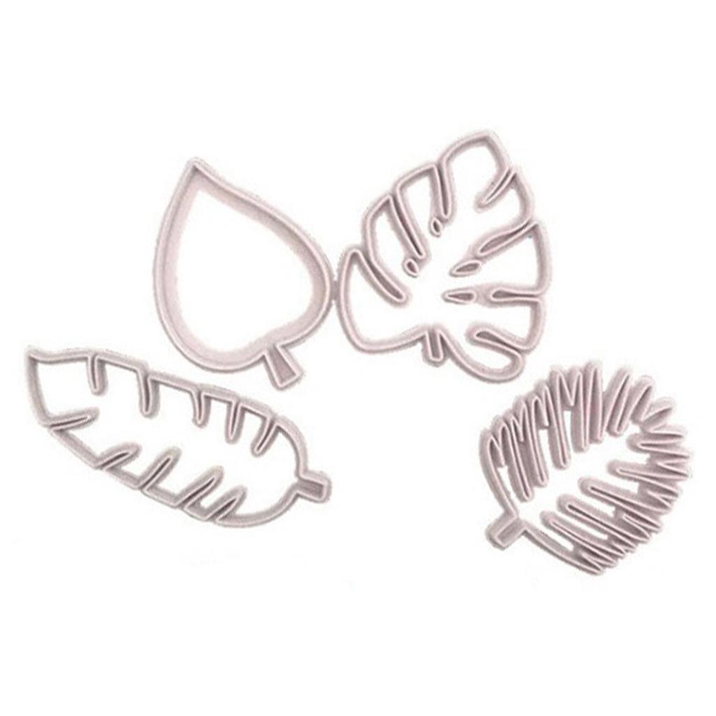 4Pcs Tropical Leaves Cookie Cutter Set Palm Leaves Fondant Cutters Mold for Luau Cake Decorating