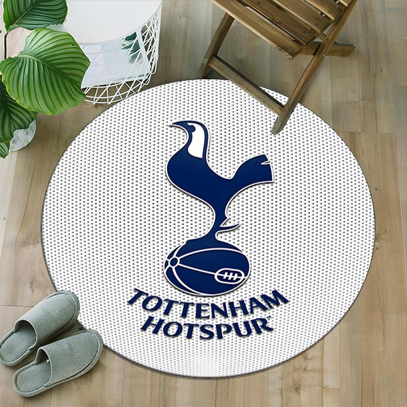 1pc T-Tottenham Hotspur Carpet, Round Rug, Comfortable, Suitable for Entryways, Living Rooms, Office, And Bedrooms, Christmas Decoration
