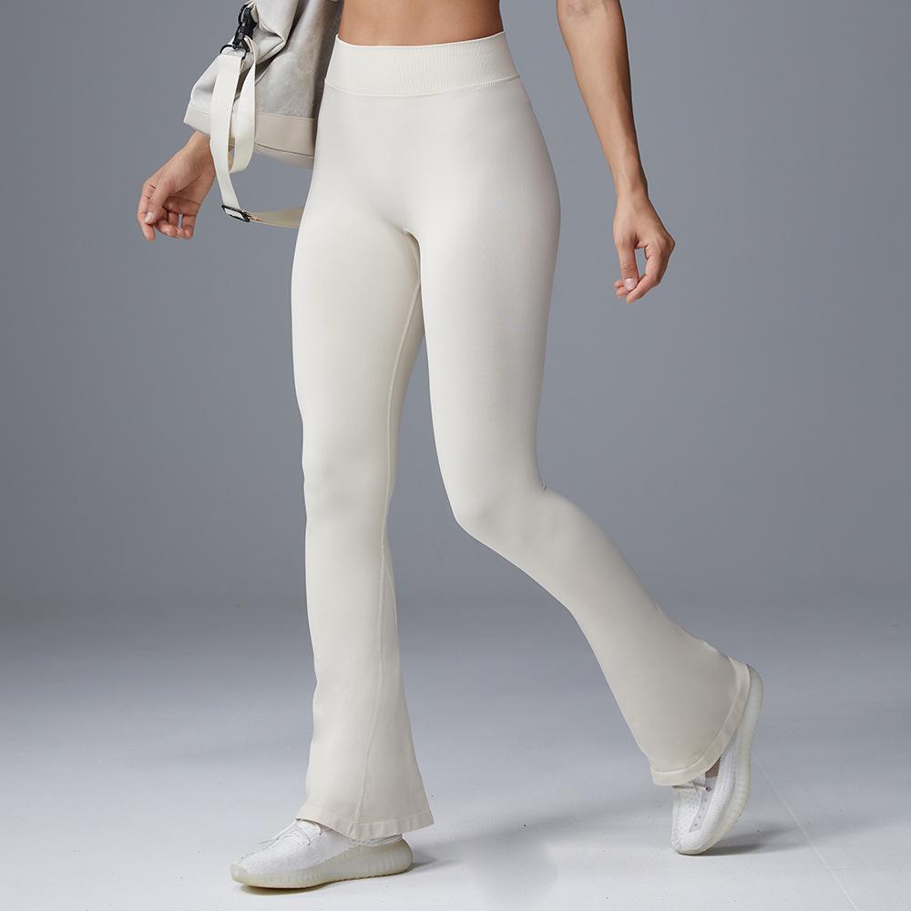 Summer new mid-waist yoga wide-leg pants breathable belly-closing fitness flared pants slim-fitting sports slightly pulled trousers
