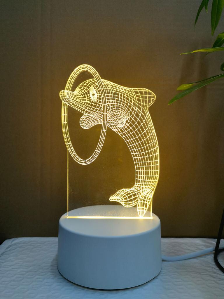 Creative 3D LED Night Light 7 Color Acrylic Veilleuse ABS Plastic Base LED Night Lamp for Children's Room Table Desk Use