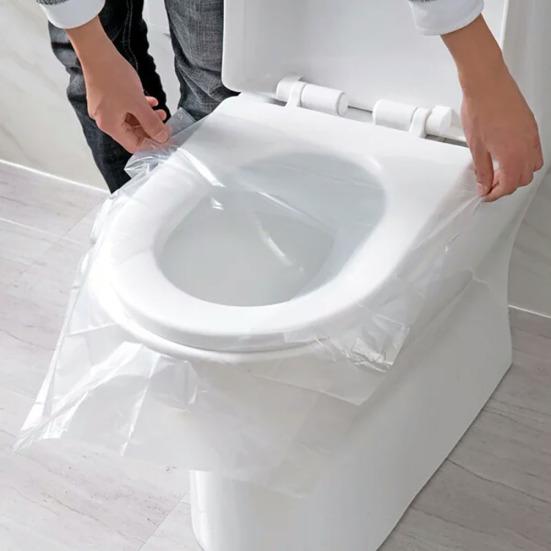 Home Kit 50Pcs Plastic Business Travel Universal Toilet Seat Disposable Sticker Cover