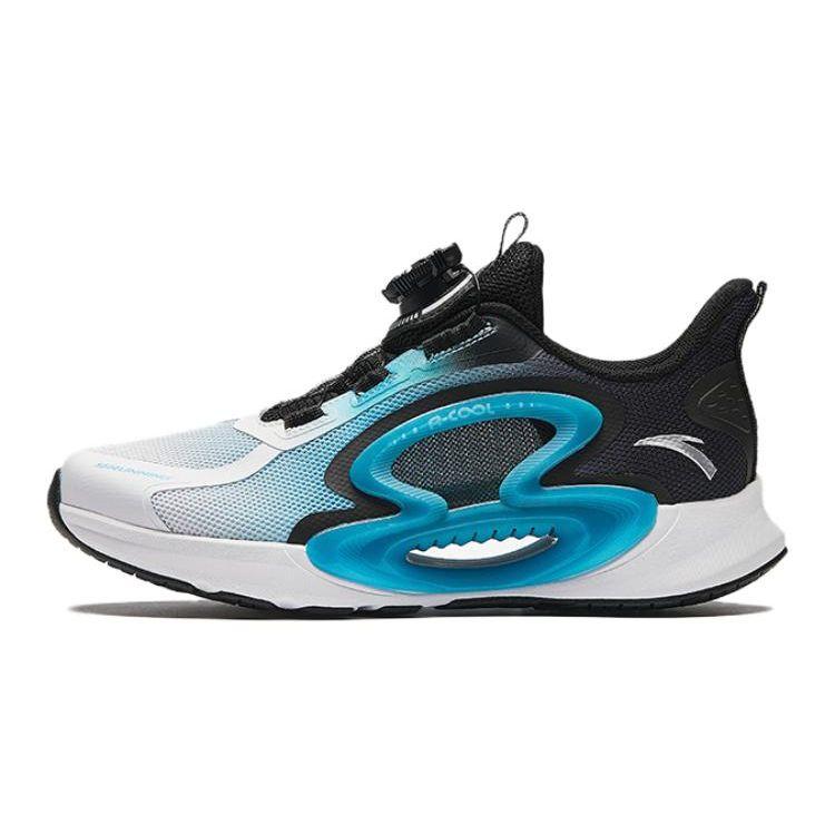 Anta Kids Monthly Physical Test Shock Absorbing Wear Resistant Rebound Low Top Running Shoes Kids Running Shoes White Blue Black A312425599-2