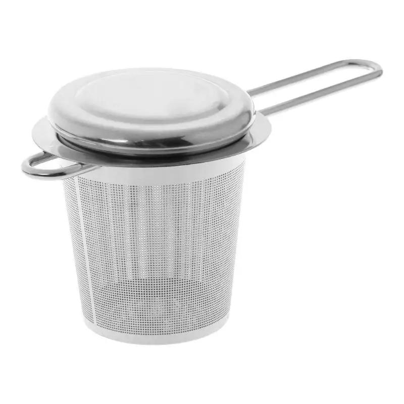 Reusable Mesh Tea Infuser Stainless Steel Strainer Loose Leaf Teapot Spice Filter with Lid Cups Kitchen Accessories