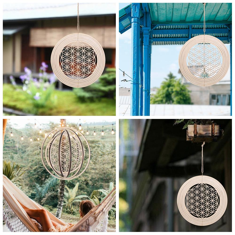 Flower of Life Shape Meditation Energy Flower Of Life Energy Mat Slice Wood Base Wooden Wall Sign