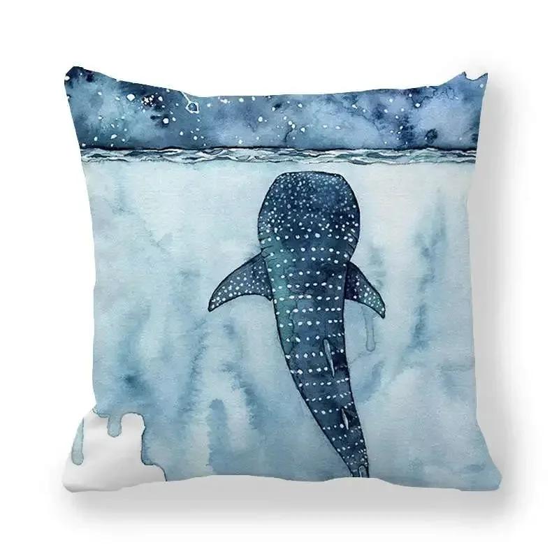Наволочка из серии акварельных китов для дома, спальни, гостиной, дивана, x наволочка из персиковой кожи