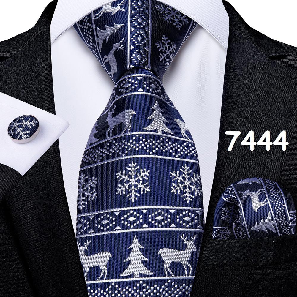 Mens Christmas Tie Set Red Blue Green 8cm Wide Silk Neck Tie Hanky Cufflinks Set Gift For Men Accessories