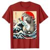 Catzilla Cat Japanese Art Funny Cat Gifts for Men Women Kid T-Shirt Humorous Kitty Graphic Outfits Cute Kitten Lover Saying Tee