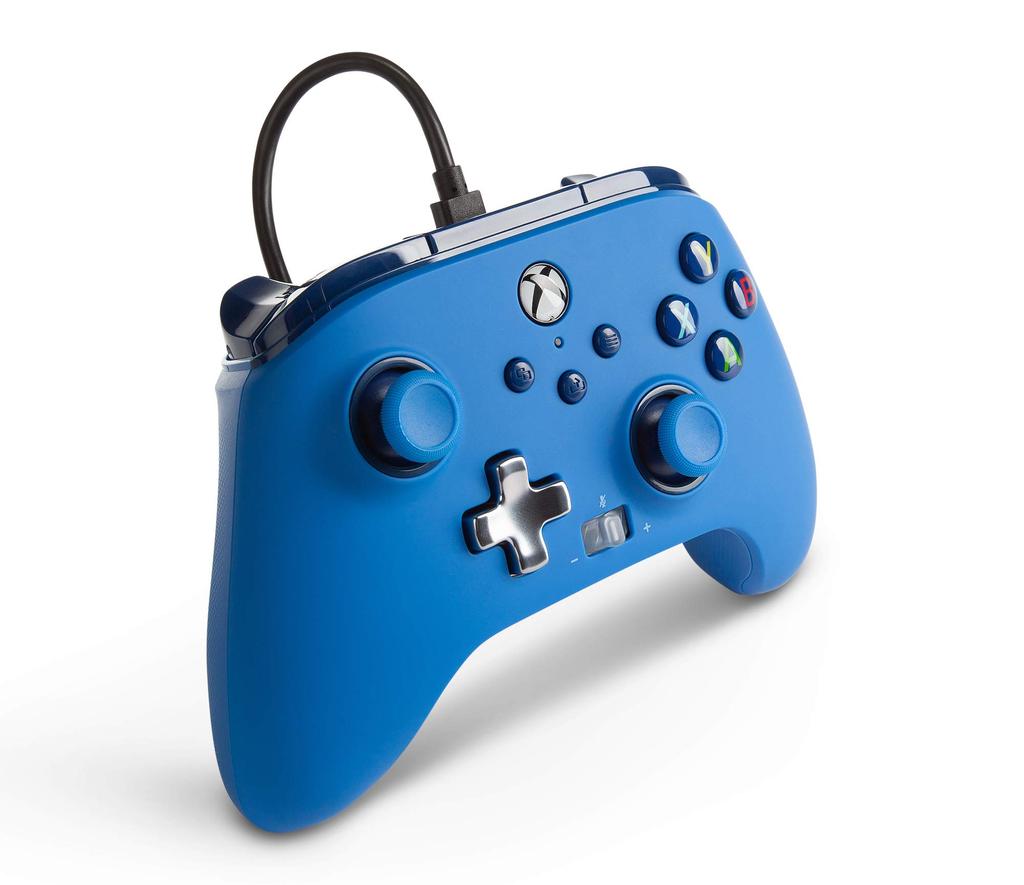PowerA Enhanced Wired Dual Vibration Back for Xbox Series Xbox Windows 2-Year Warranty Controller, Blue, Function, Buttons, XS, One, PC, 10/11