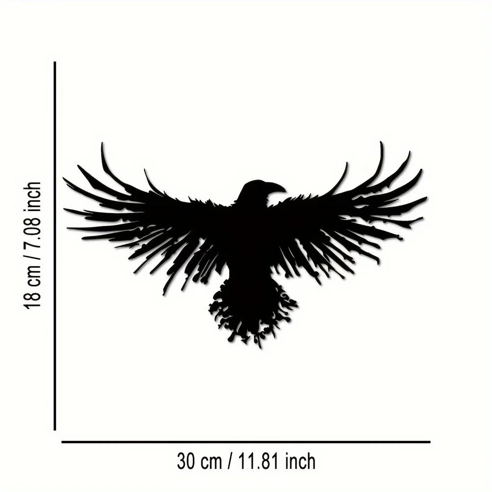 1 Piece Black Metal Crow Wall Art Decor, Iron Silhouette Bird Wall Hanging, Elegant Home Decor Sculpture for Living Room