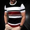 2025 Stripe Print Casual Short Sleeve T-Shirt Men'S T-Shirt 3D Round O-Neck Casual Street Hip Hop Trend Clothing
