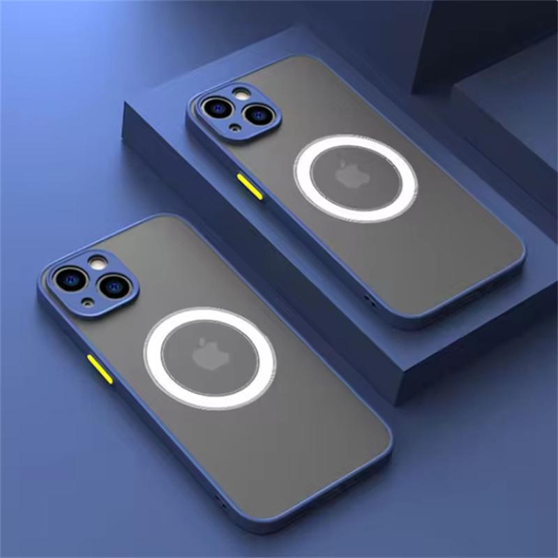 Ударопрочный чехол для iPhone 16 Pro Max 15 14 13 12 11 ProMax Mini Plus Телефон Магнитная беспроводная зарядка для Magsafe Жесткий задний чехол