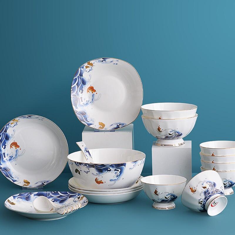 22-Piece Chinese Ceramic Dinnerware Set