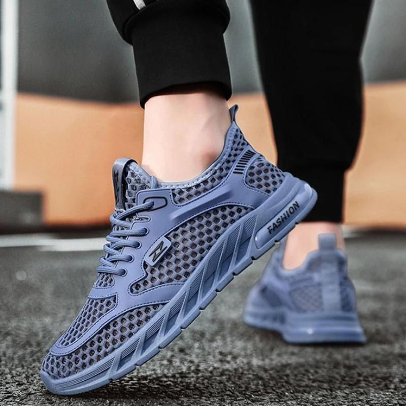 Shoes for Men Breathable Summer Man Casual Sneaker Mesh Without Leather Korean Miked Colour Stylish Jogging Sale Tourist Outdoor