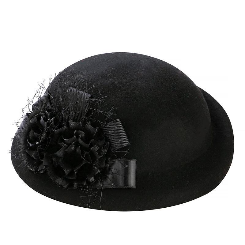 2017 Winter Beret Hat For Women's 100%Real Wool Beret Hat Fashion Female Beanie Cap Brand Flower French Trilby Soft Church Hat